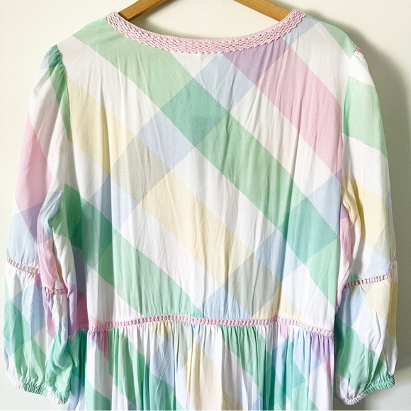 Crown & Ivy Women's Crocheted Plaid Maxi Dress Multi Color XXL NWT - Picture 8 of 9